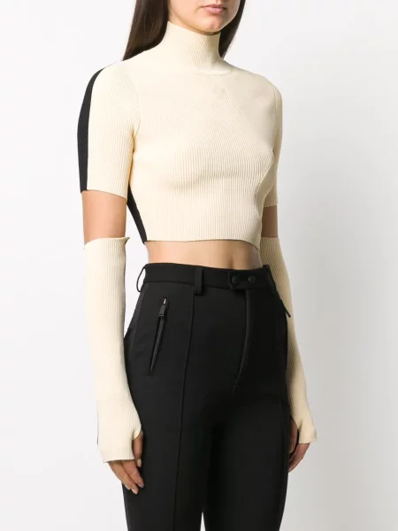 Cropp top Off-white tricotate alb