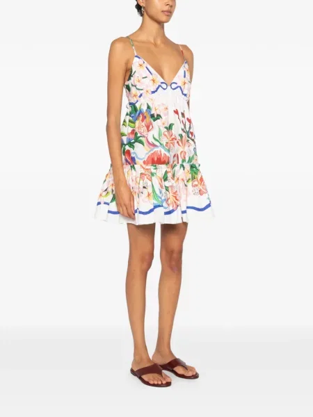 Rochie mini Farm Rio cu model floral cu imagine alb