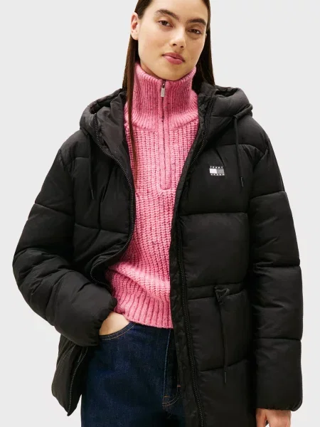 Джинсова куртка Tommy Jeans з капюшоном чорна