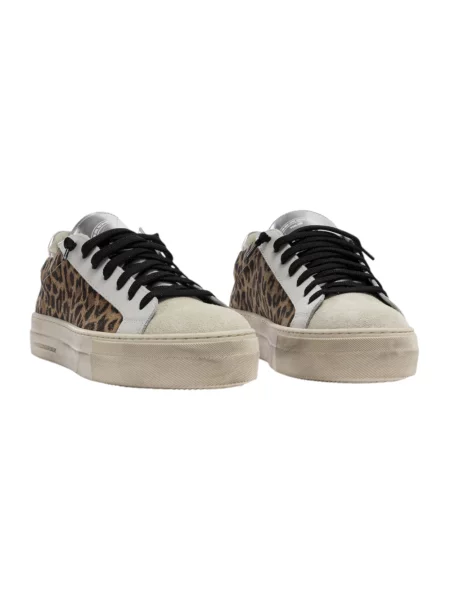 Sneakersy P448 zamszowe na platformie w panterkę