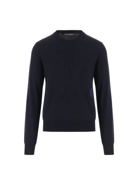 Sweter Dolce And Gabbana wełniany z logo niebieski