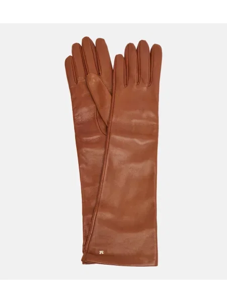 Mănuși Max Mara din piele maro