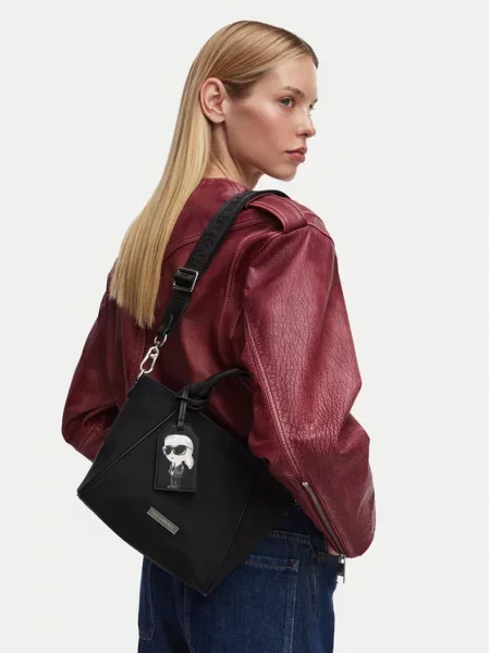 Karl Lagerfeld Ručna torbica IKON siva bijela crna
