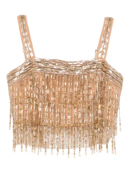 Топ Elisabetta Franchi бродиран от креп златисто