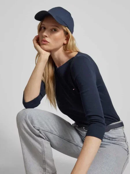Bluzka z rękawem o dł. z dekolt w łódkę Model NEW CODY Tommy Hilfiger niebieska