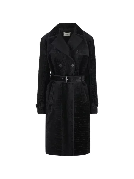 Palton Fendi de catifea cu imprimeu animal print negru