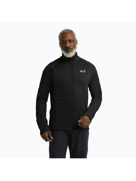 Мъжки суитшърт за трекинг Jack Wolfskin Peak District Full Zip black черно