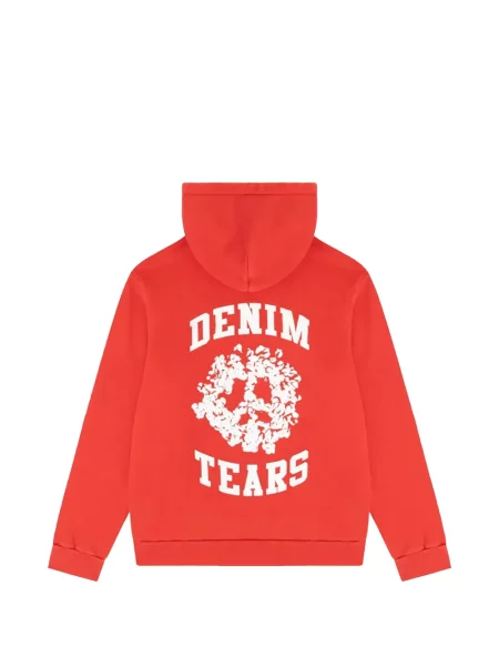 Raštuotas džemperis su gobtuvu Denim Tears raudona