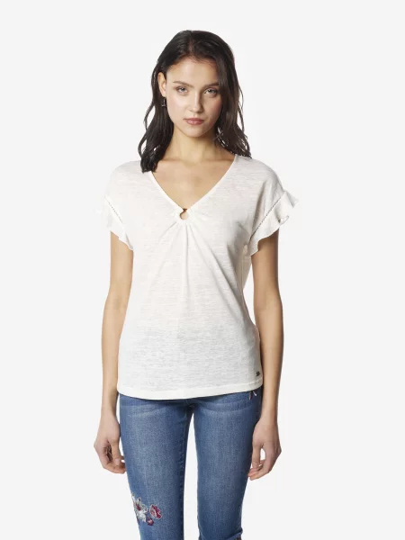 KOROSHI Tricou amestacat alb