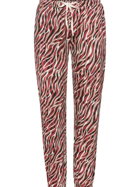 VIVANCE Spodnji del pižame bež / češnjevo rdeča / črna bela