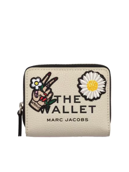 Kompaktowy portfel Marc Jacobs skórzany beżowy
