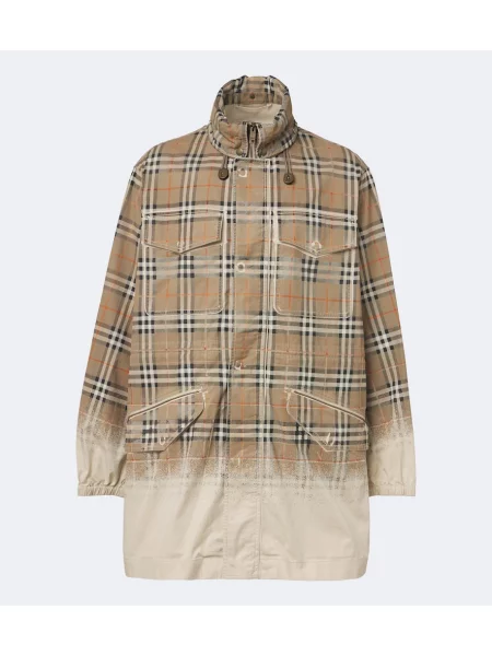 Geacă parka Burberry în carouri bej