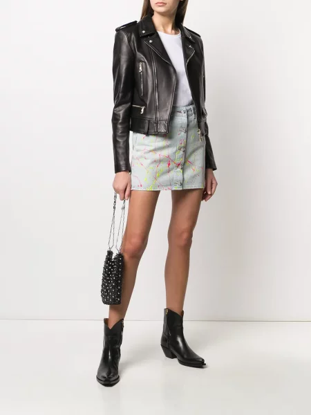 Fustă din denim Philipp Plein albastru
