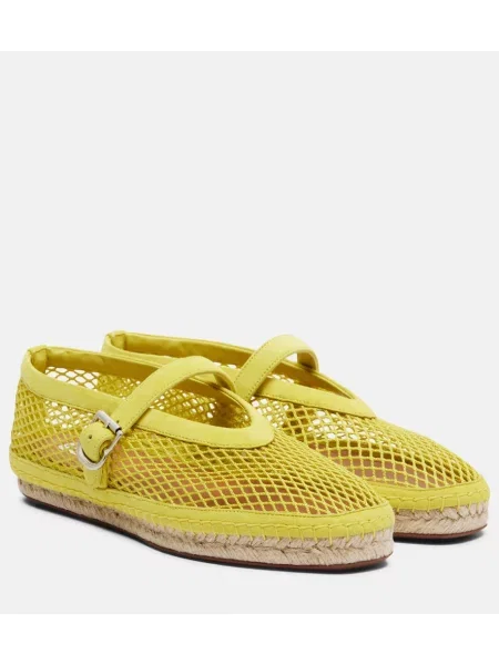 Espadrile Alaïa din piele de căprioară de plasă galben
