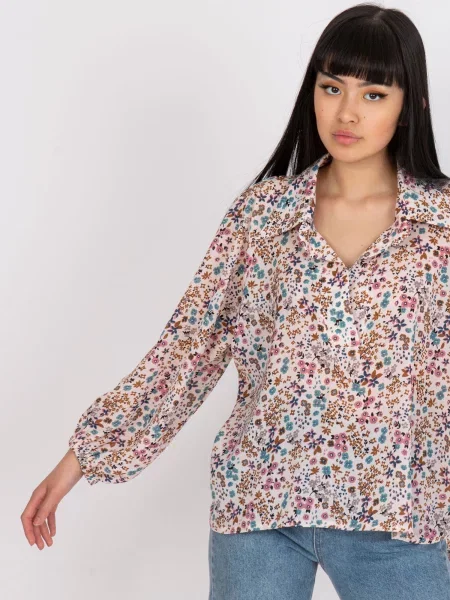 Kvetinová blúzka Fashionhunters s potlačou béžová