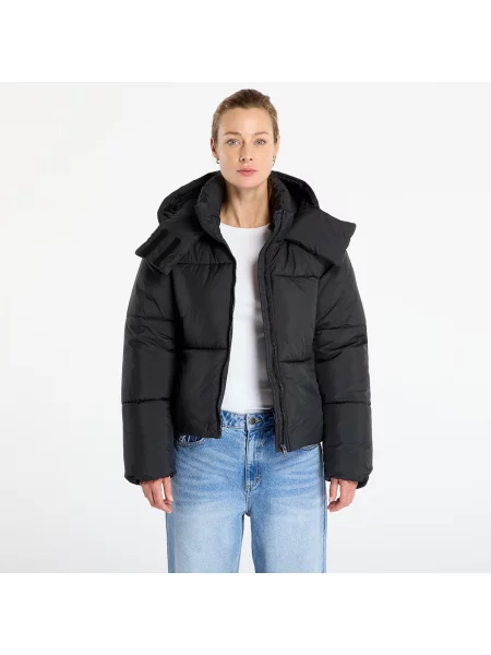 Μπουφάν Urban Classics Ladies Hooded Collar Puffer Jacket Black XS μαύρο