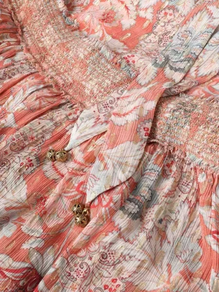Rochie maxi Zimmermann cu volane roz