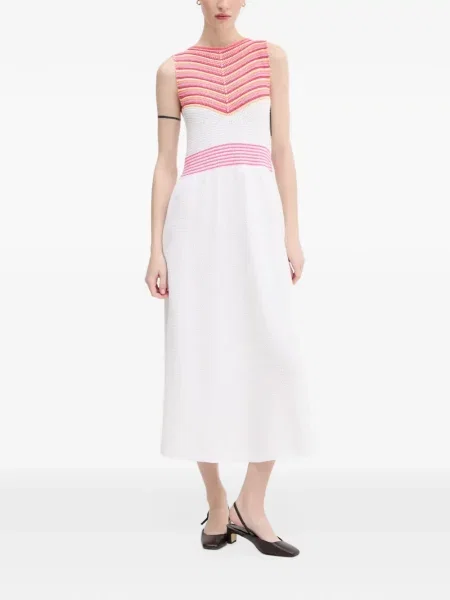 Rochie midi Benetton fără mâneci tricotate alb