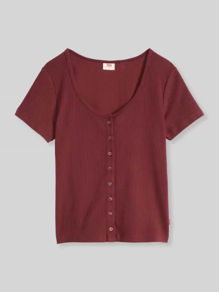 Levi's T-shirt z AUSTEN BUTTON THROUGH SS czerwona