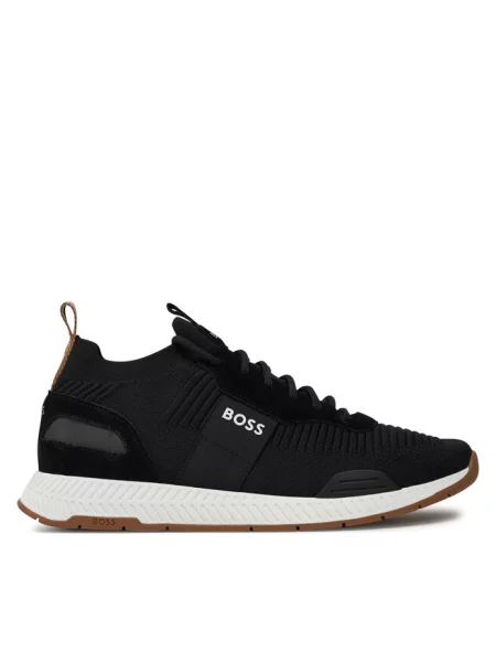 Sneakersy z mieszanki skóry model ‘Titanium’ Boss czarne