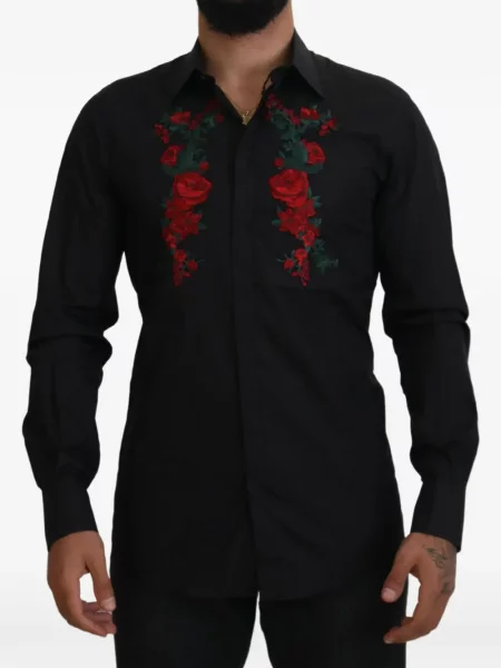 Cămașă Dolce & Gabbana cu model floral negru