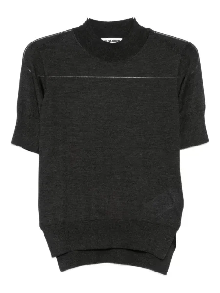 Top Jil Sander cu decolteu rotund gri