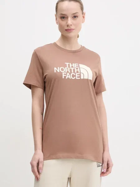 Тениска The North Face Relaxed Easy кафяво