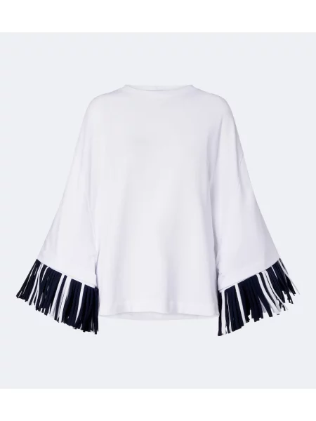 Tricou Jacquemus cu franjuri din jerseu alb