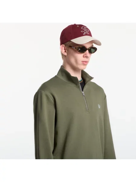 Hanorac cu fermoar Fred Perry verde