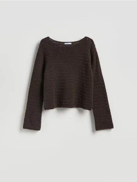 Reserved Pulover cu împletitură lejeră maro