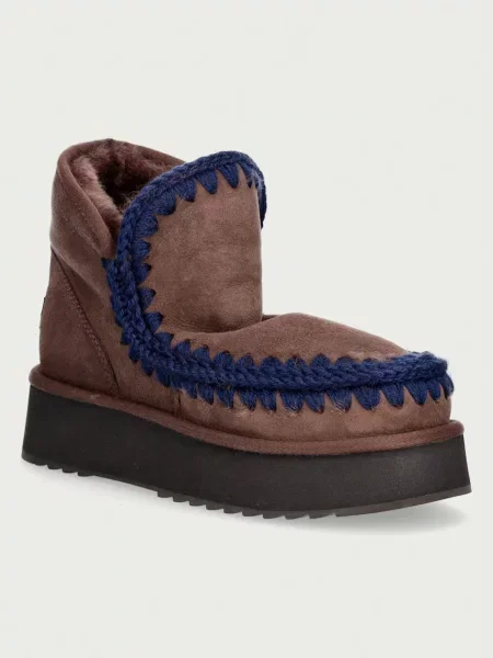 Mou Mini Eskimo Platform Boot cizme de zăpadă pentru femei din piele întoarsă maro