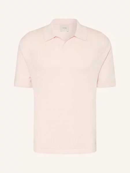Calvin Klein Pletené Polo Tričko S Lnem světle růžová