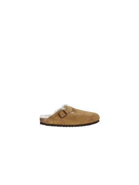 Klapki Birkenstock zamszowe brązowe