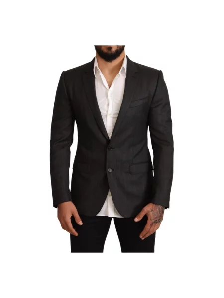 Garnitur Dolce And Gabbana w kratkę elegancki szary