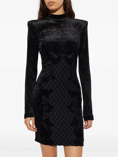 Rochie mini Balmain de catifea negru