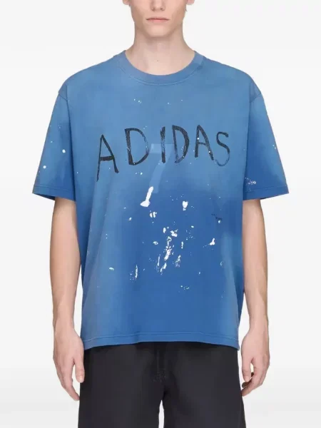 Ριγέ μπουφάν πουκάμισο Adidas με σχέδιο μπλε