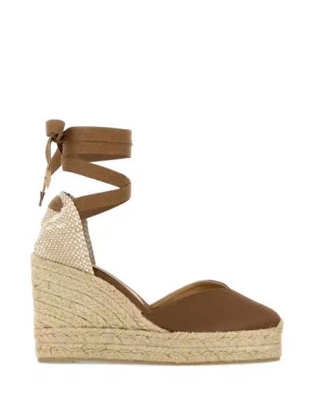 Espadrile Castaner cu pană cu legături maro