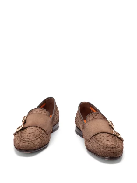 Pantofi loafer Santoni cu cataramă maro