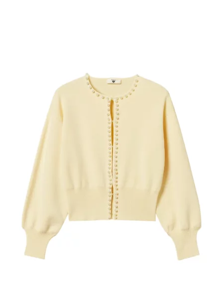 Cardigan Twinset cu perle galben