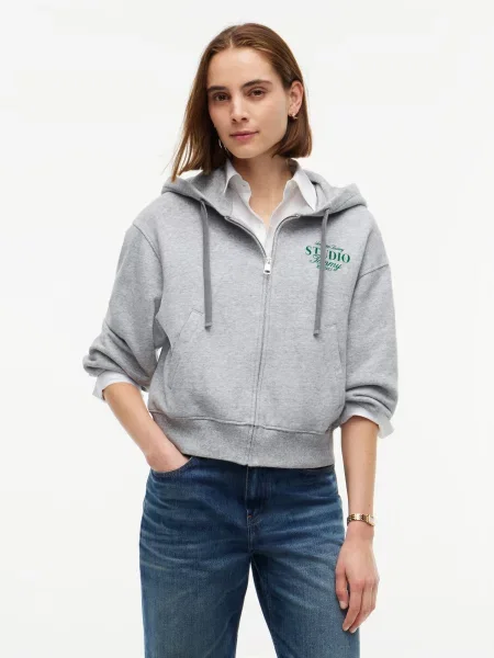 TOMMY HILFIGER Tepláková bunda STUDIO TOMMY' sivá