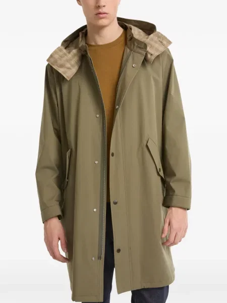 Parka Yves Salomon karirana s kapuljačom zelena