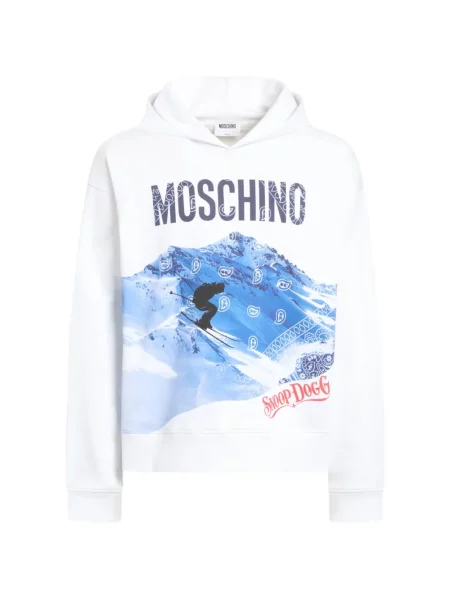 Hanorac cu glugă Moschino cu imagine alb