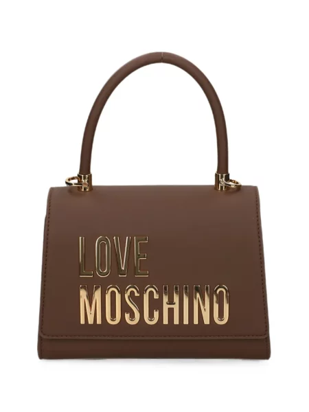 Geantă shopper Love Moschino cu autograf maro