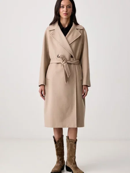 Weekend Max Mara palton pentru femei din cașmir WKDCASCIA bej