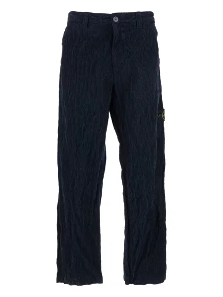 Pantaloni Stone Island de catifea cord cu strasuri albastru