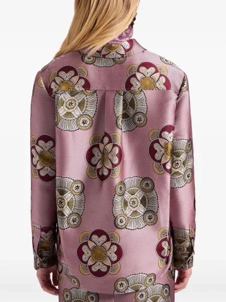 Geacă La Doublej cu model floral cu imagine din jacard roz