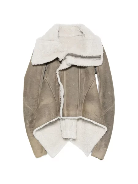 Geacă Rick Owens asimetrică din piele de oaie gri