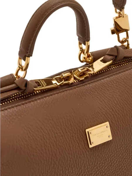 Kožna shopper torbica Dolce & Gabbana s autogramom smeđa