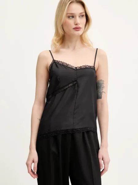 Maison Margiela bluzka jedwabna gładka czarny