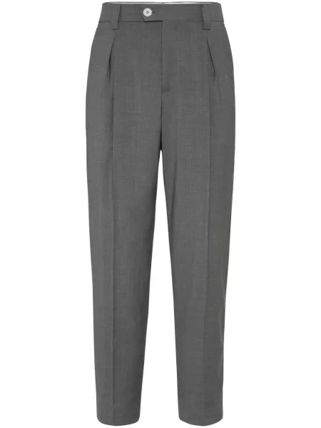 Vlněné kalhoty Brunello Cucinelli šedé